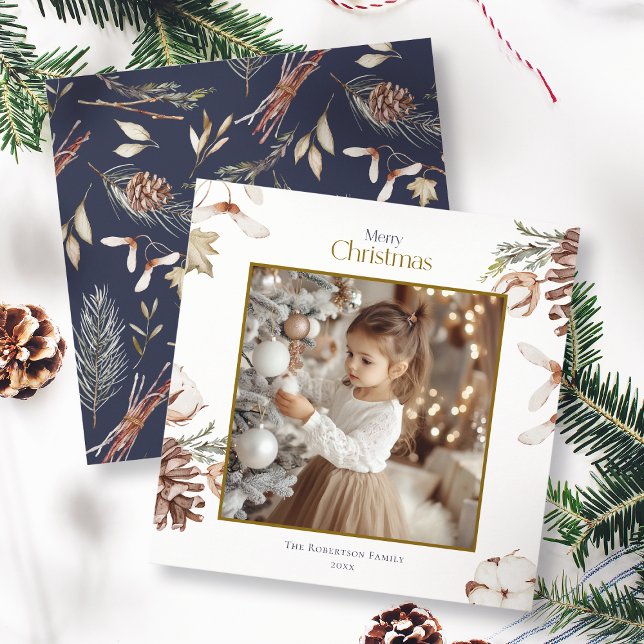 Christmas Photo Card with Winter Pattern (Creator Uploaded)
