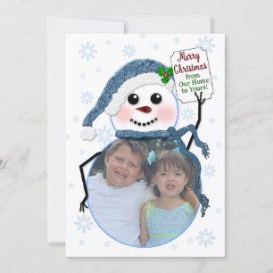 Christmas, Photo Circle Insert, Snowman Invitation