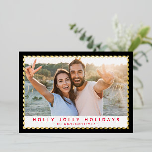 CHRISTMAS PHOTO classy simple gold border Foil Holiday Card