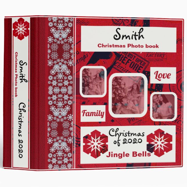 Christmas Photo Collage Album 3 Ring Binder (Front/Spine)