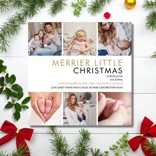 Christmas Photo Collage Birth Announcement