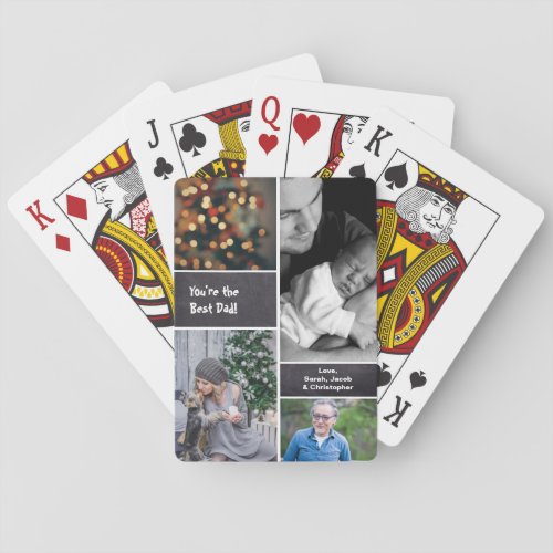 Christmas Photo Collage Collage Chalkboard Poker Cards