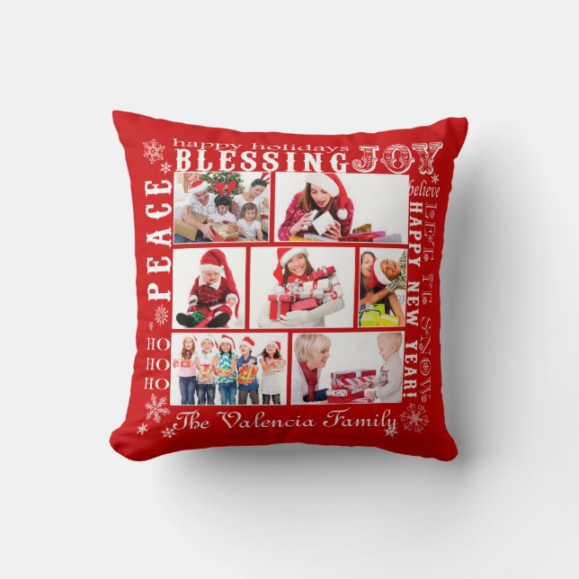 Christmas Photo Collage-Fully Customizable Pillow (Front)