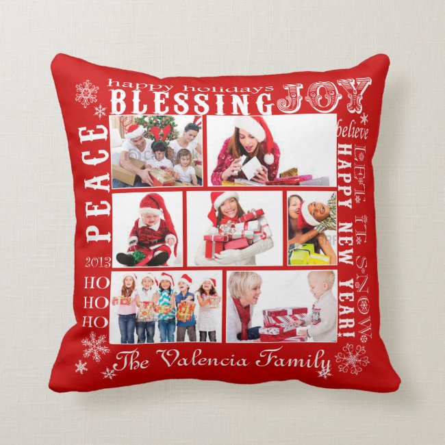 Christmas Photo Collage-Fully Customizable Throw Pillow