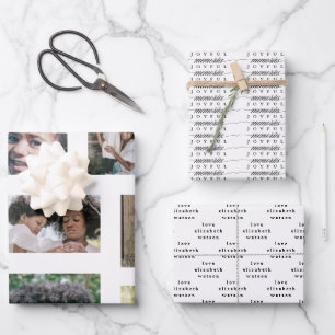 Christmas Photo Collage Modern Joyful Moments Wrapping Paper Sheets