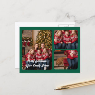Christmas photo collage postcard for three images