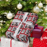 Christmas Photo Collage Wrapping Paper<br><div class="desc">Make this red,  white and burgundy gift wrap has a few simple snowflakes and the word joyful added to compliment your family pictures. Design your own personalized wrapping paper with 5 of your best family photos.</div>