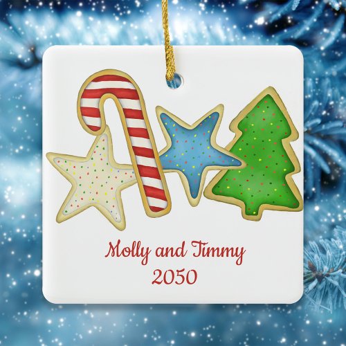 Christmas Photo Cute Colorful Whimsical Cookie  Ceramic Ornament