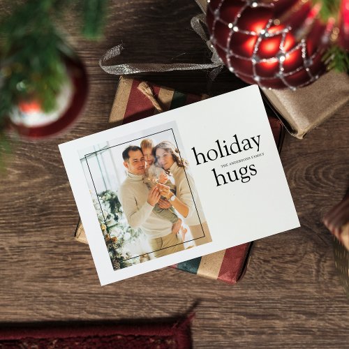 Christmas Photo Family  Holiday Hugs Postcard