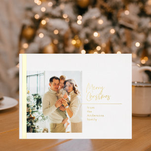 Christmas Photo Family Merry Christmas Foil Holiday Postcard