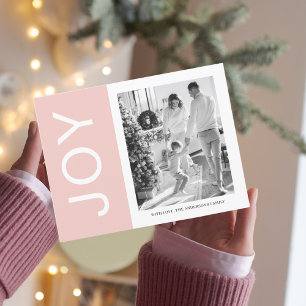Christmas Photo Family Pink Joy Holiday Postcard