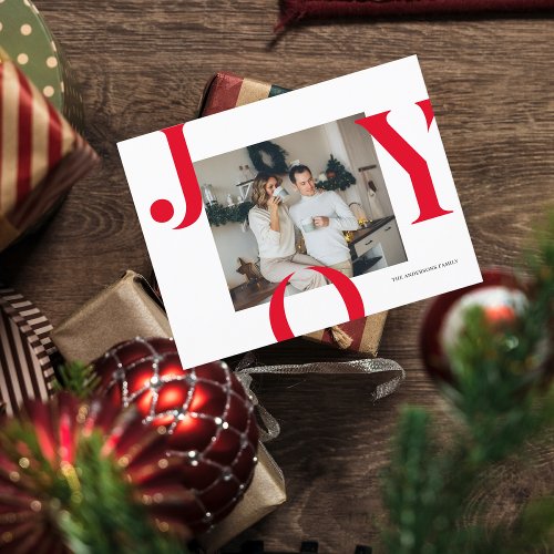 Christmas Photo Family  Red Joy Postcard