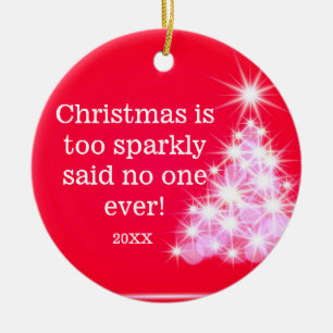 Christmas Photo Family Red Lights Tree Quote Ceramic Ornament