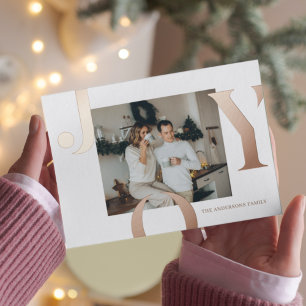 Christmas Photo Family   Rose gold Joy Postcard