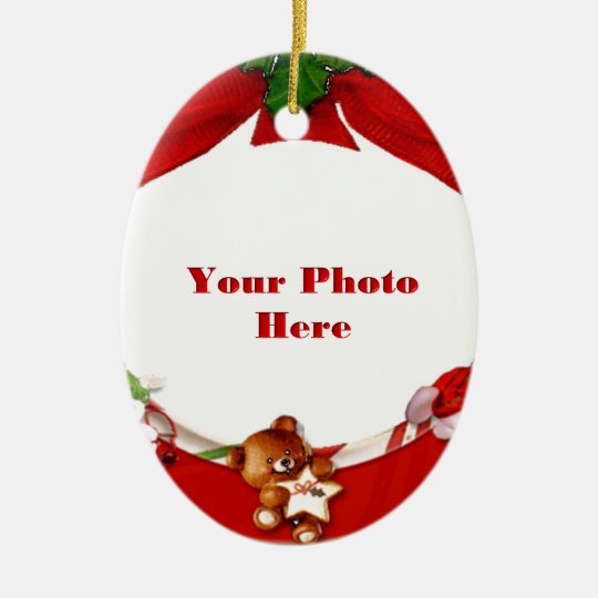 Christmas Photo Frame Ceramic Ornament  Zazzle.com