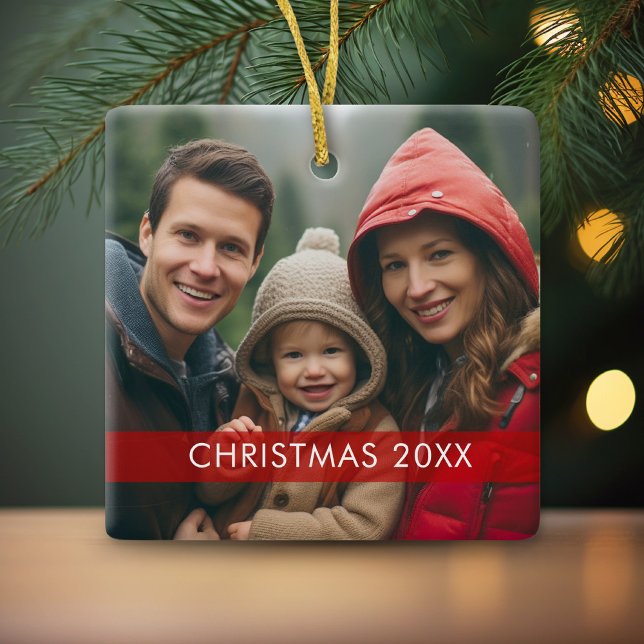 Christmas Photo Frame - Modern Ceramic Ornament (Personalized photo ornament)