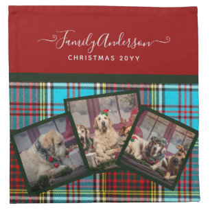 CHRISTMAS PHOTO GIFT - Anderson Tartan Collage Cloth Napkin