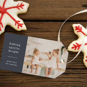 Christmas Photo Gift Tags Baking Spirits Bright