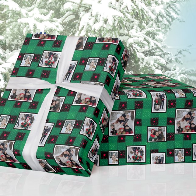 Christmas Photo Green Wrapping Paper  (Creator Uploaded)