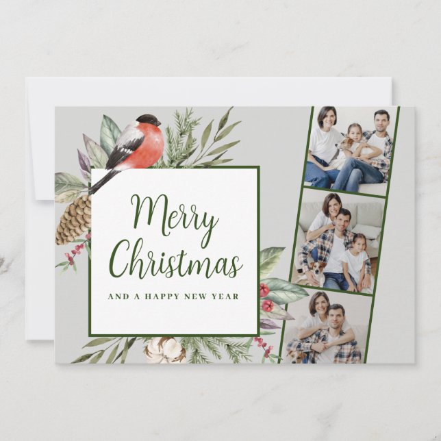 Christmas Photo Greenery Family Holiday Card (Front)
