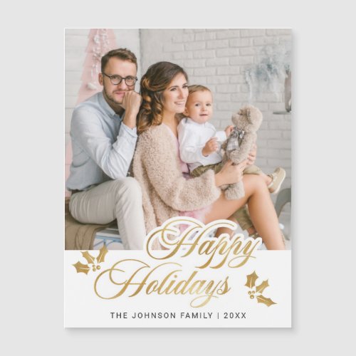 Christmas PHOTO Holiday Greeting Magnetic Card