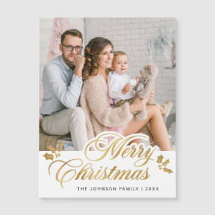 Christmas PHOTO Holiday Greeting Magnetic Card