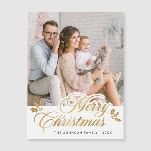 Christmas PHOTO Holiday Greeting Magnetic Card