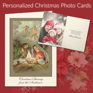 Christmas Photo Jesus Virgin Mary St Joseph Holiday Card