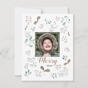 Christmas Photo Merry Winter Woodland  Holiday Card