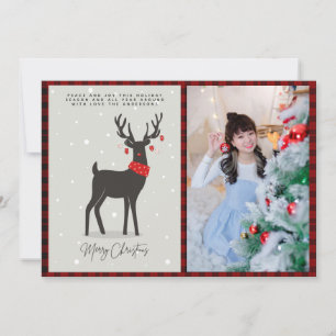 Christmas PHOTO Modern Folk Art Reindeer Card