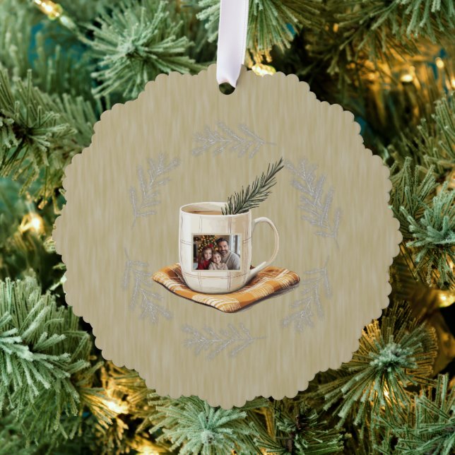 Christmas Photo Mug Pine Branches  Ornament Card (Insitu (Tree))