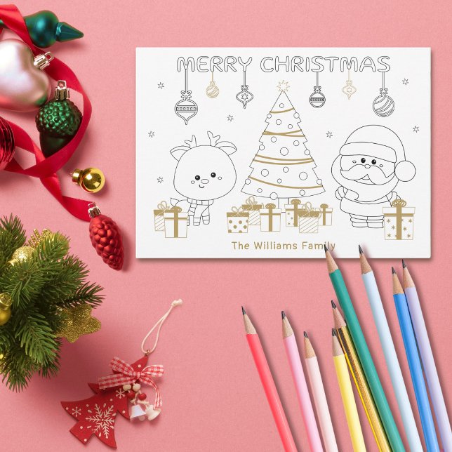 Christmas Photo Name Custom Coloring Fun Cute Holiday Card (Creator Uploaded)