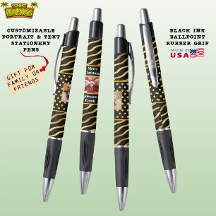 Christmas Photo Name Xmas Festive Black Gold 🎁 Pen