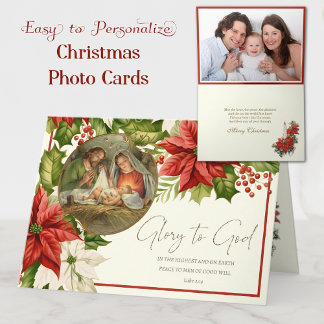 Christmas Photo Nativity Jesus Mary Joseph Holiday Card