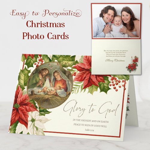 Christmas Photo Nativity Jesus Mary Joseph Holiday Card