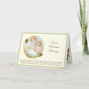Christmas Photo Nativity Jesus vintage angels Holiday Card