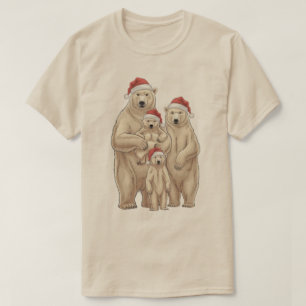 Christmas photo of a family of polar bears T-Shirt