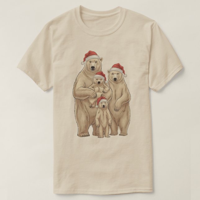 Christmas photo of a family of polar bears T-Shirt (Design Front)
