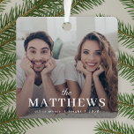 Christmas Photo Ornament | Modern Couple Name<br><div class="desc">Celebrate the season with this modern custom Christmas photo ornament featuring your favorite couple photo and bold name typography. Easily personalize it in Zazzle’s design tool by uploading your photo and adding your names or a festive message. The clean layout and large modern type give this ornament a stylish, contemporary...</div>