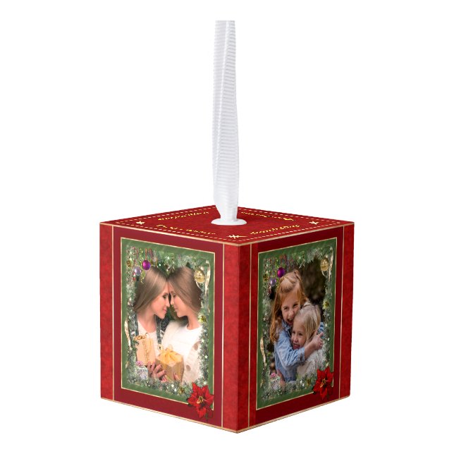 Christmas Photo Ornament with 4 of Your Photos (Back Angled)