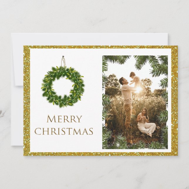 Christmas Photo Personalize Name Picture Elegant Holiday Card (Front)