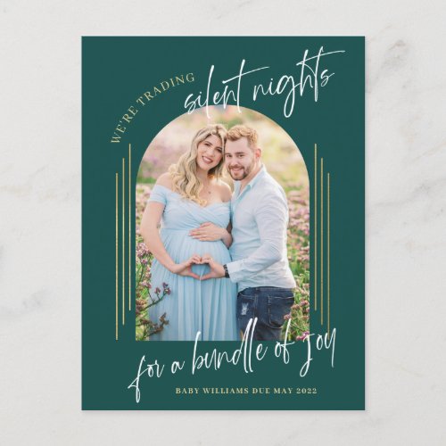 Christmas Photo Pregnancy  Announcement Postcard