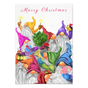 Christmas Photo Print with Happy Gnome Party