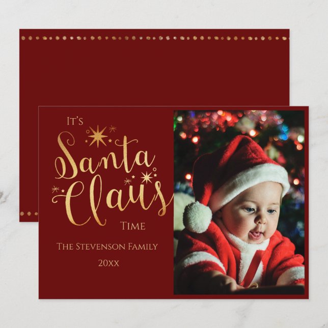 Christmas Photo Santa Claus Holiday Card (Front/Back)