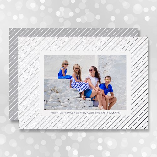 Christmas Photo Silver Pinstripe Foil Holiday Card
