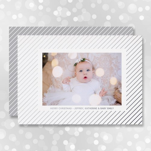 Christmas Photo Silver Pinstripe Foil Holiday Card