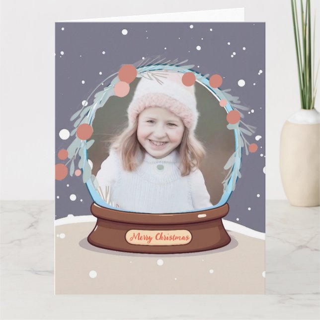 Christmas Photo Snow Globe  Card (Front)