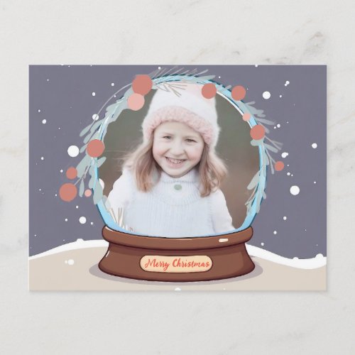 Christmas Photo Snow Globe  Holiday Postcard