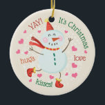 Christmas Photo Snowman Ceramic Ornament<br><div class="desc">This ornament features a cute Christmas snowman. Personalize it with your own photo on the back.</div>