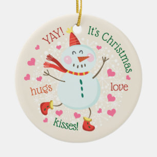 Christmas Photo Snowman Ceramic Ornament